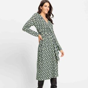 Olsen Eco Friendly Jersey Faux Wrap Midi Dress Tea Leaf Size 10